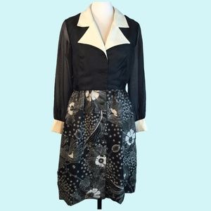 SOLD Alfred Shaheen Black & White Op Art Shirt Dress M